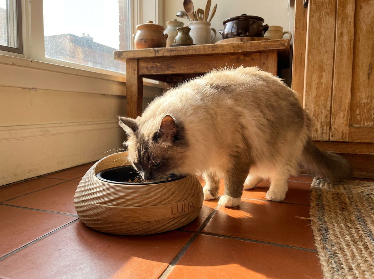 Bolul DUNE acasă — pisică la micul dejun