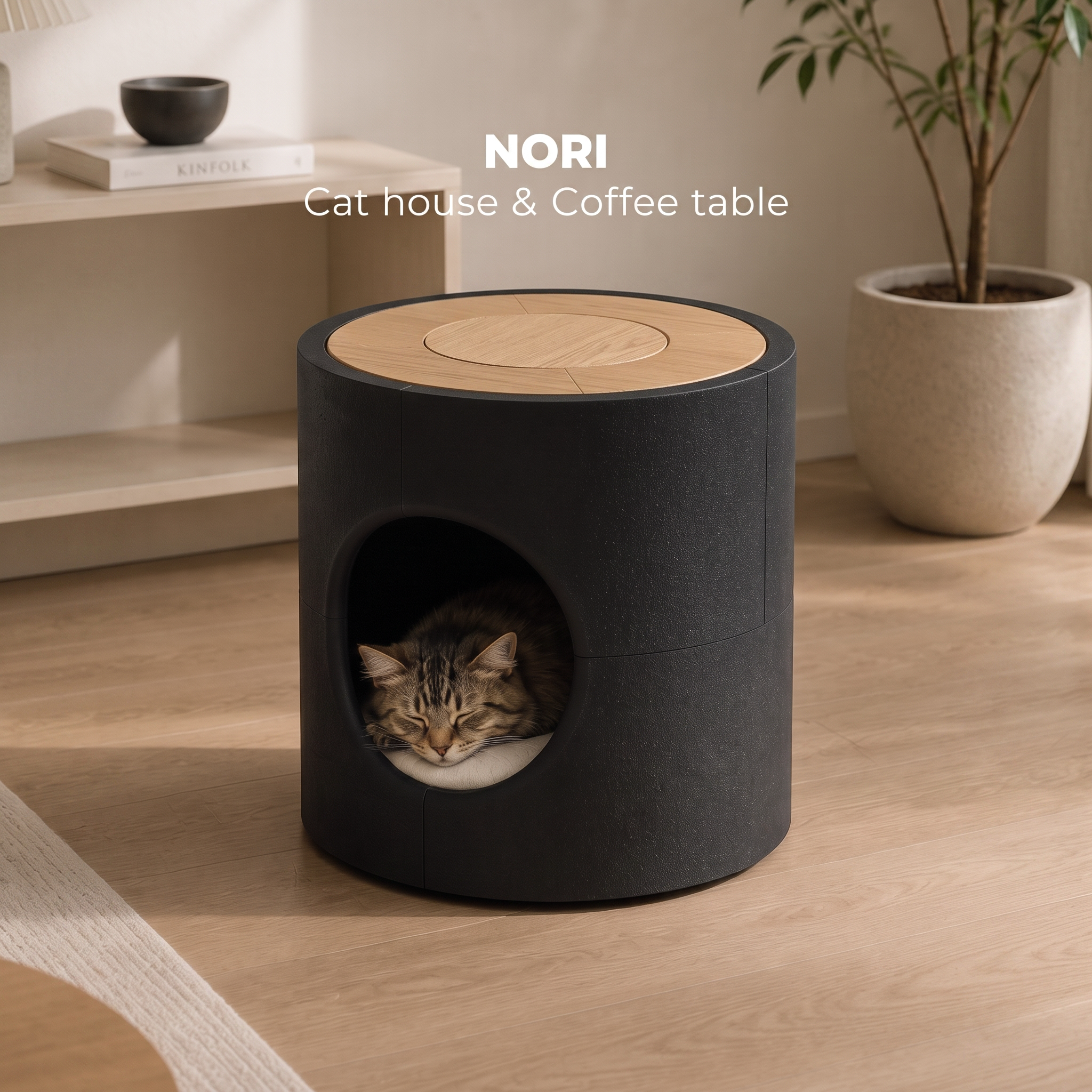 Peștera NORI — Negru cu tăblie Bej Stejar, design fidel