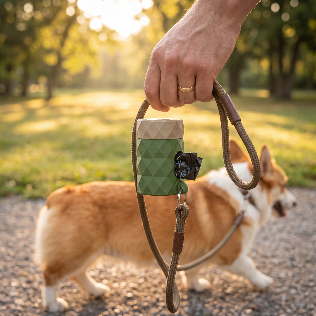 Dozatorul FAȚETE — Verde Matcha, la plimbare cu corgi