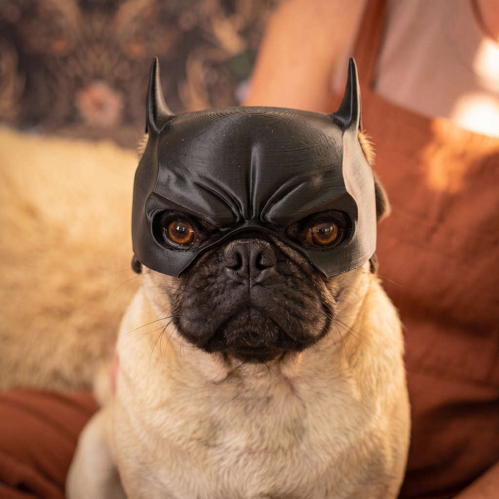 Masca BAT Câini — Negru, purtată de mops